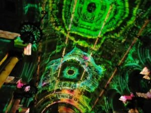 Image of immersive lights on the ceiling of the Great of St Georges Hall